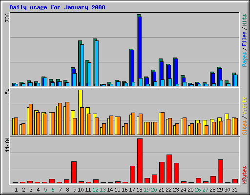 Daily usage for January 2008