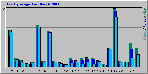 Hourly usage for March 2008